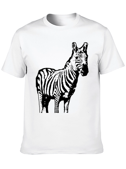 Camiseta Negra Estampado Cebra Casual Hombre