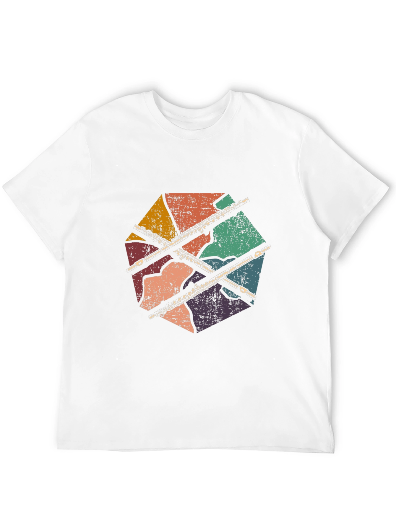 Camiseta Negra con Diseño de Flauta Retro