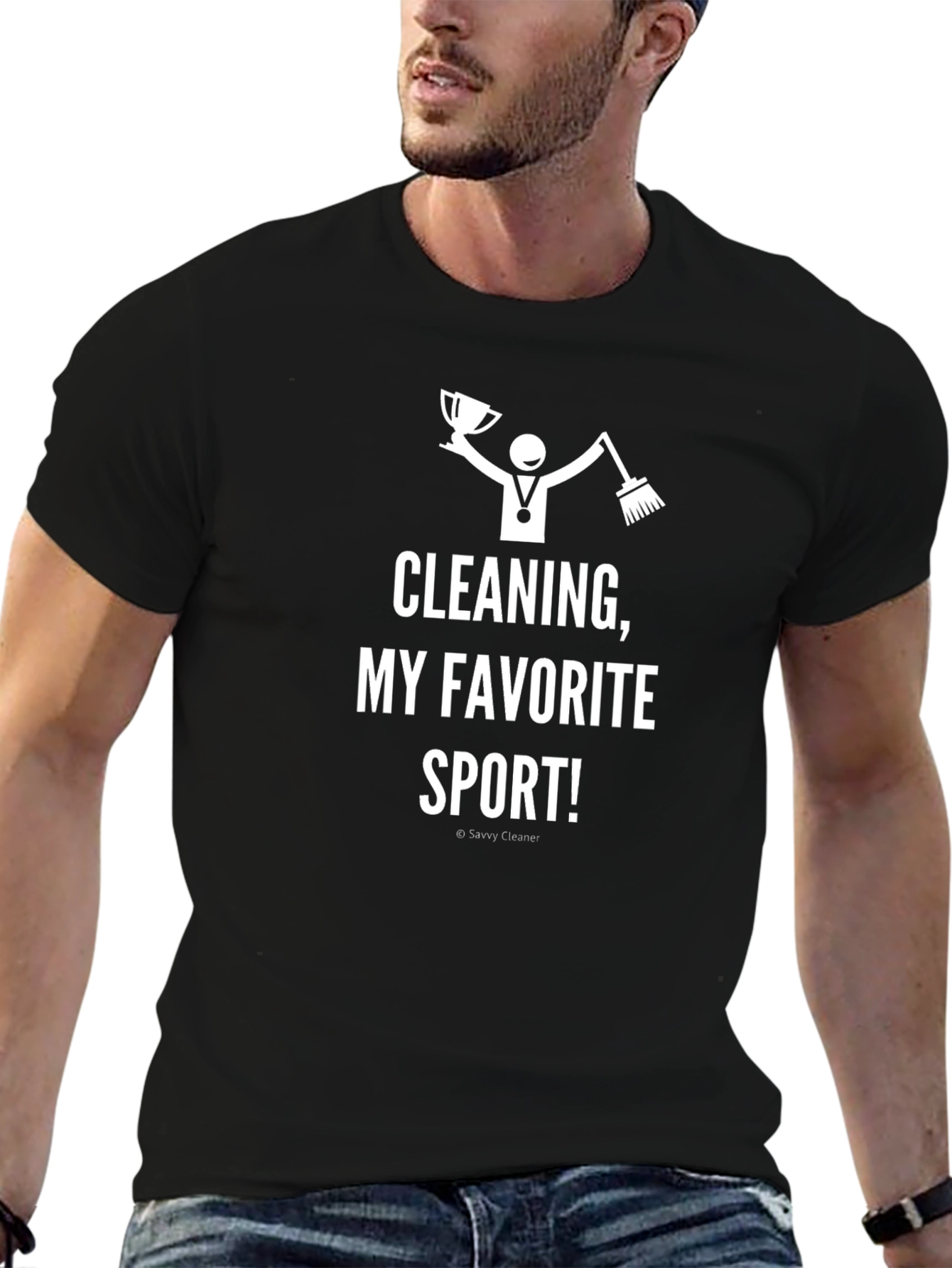 Camiseta Negra: ¡Limpiar es mi Deporte Favorito!