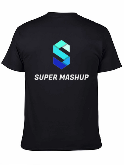 Camiseta Negra Super Mashup Algodón Diseño Moderno
