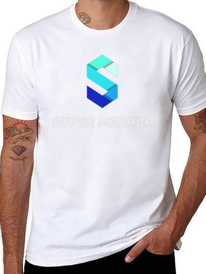 Camiseta Negra Super Mashup Algodón Diseño Moderno