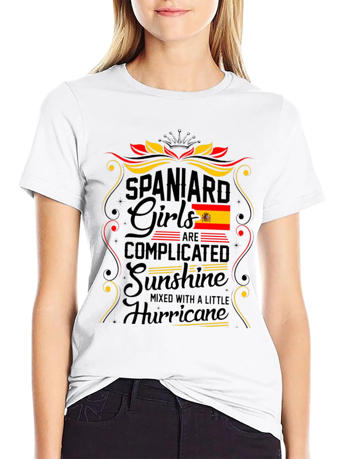 Camiseta España Chica: Complicada Sol y Huracán