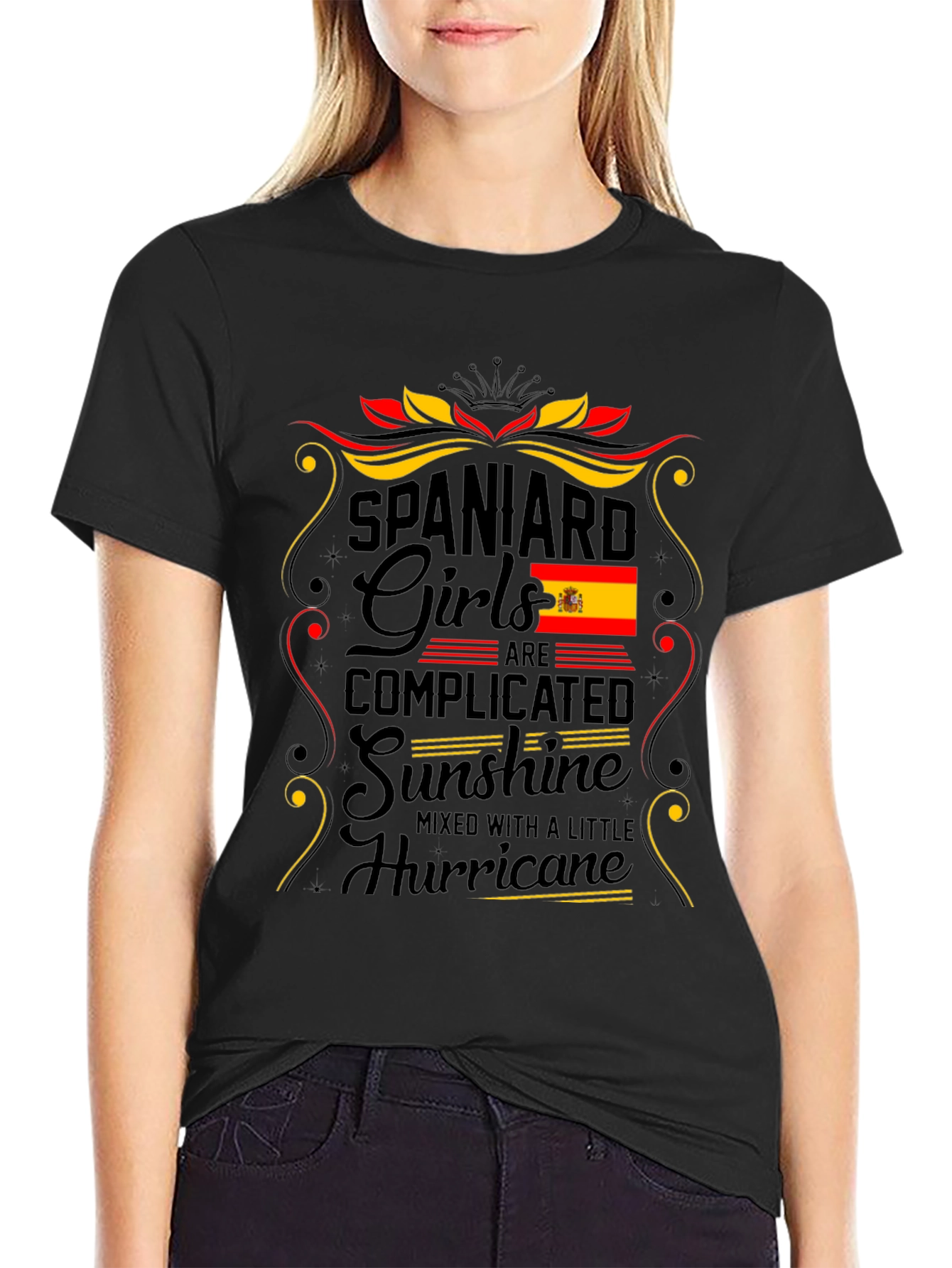 Camiseta España Chica: Complicada Sol y Huracán