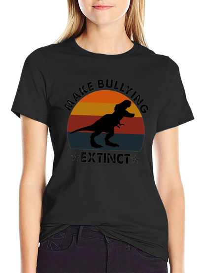 Camiseta Negra Make Bullying Extinct Dinosaurio