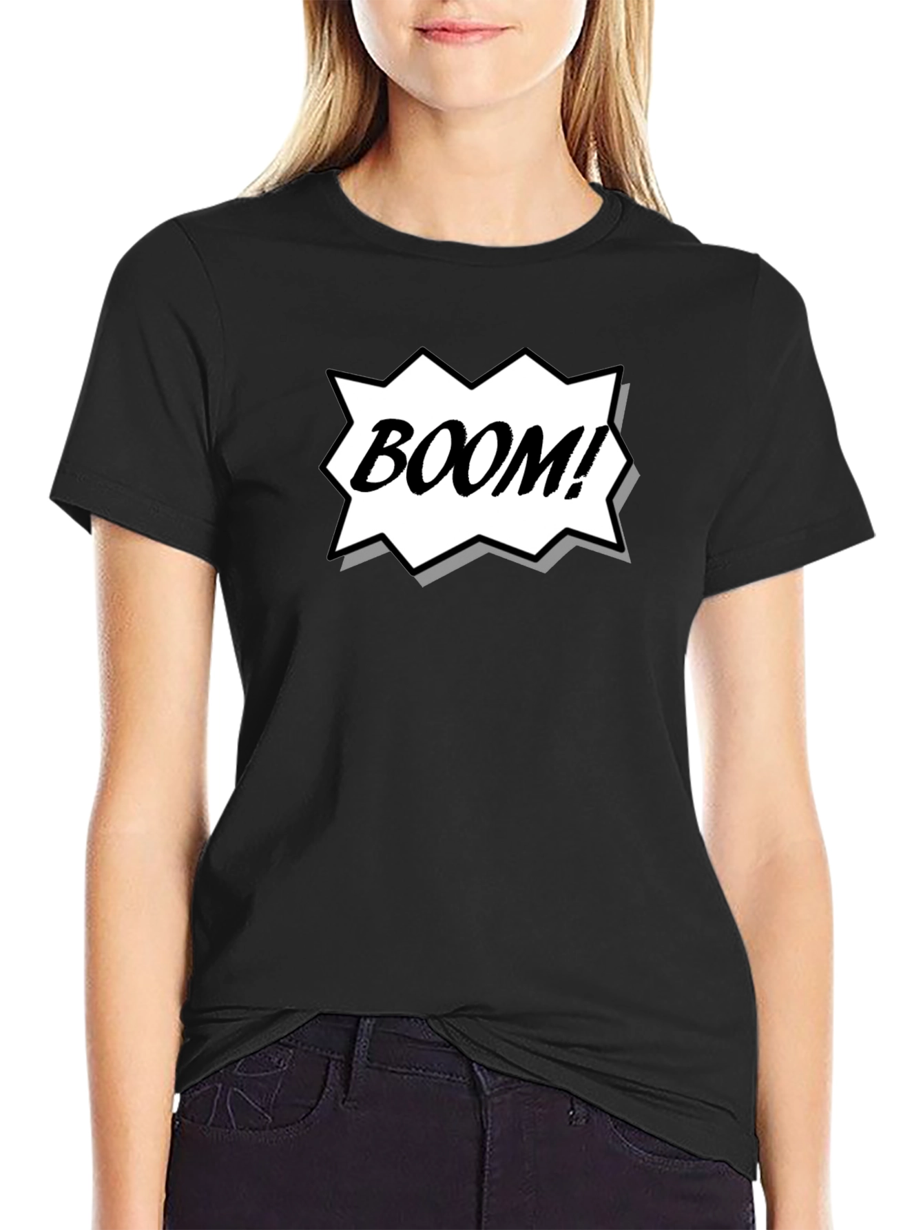 Camiseta Negra Estilo Cómic ¡BOOM!