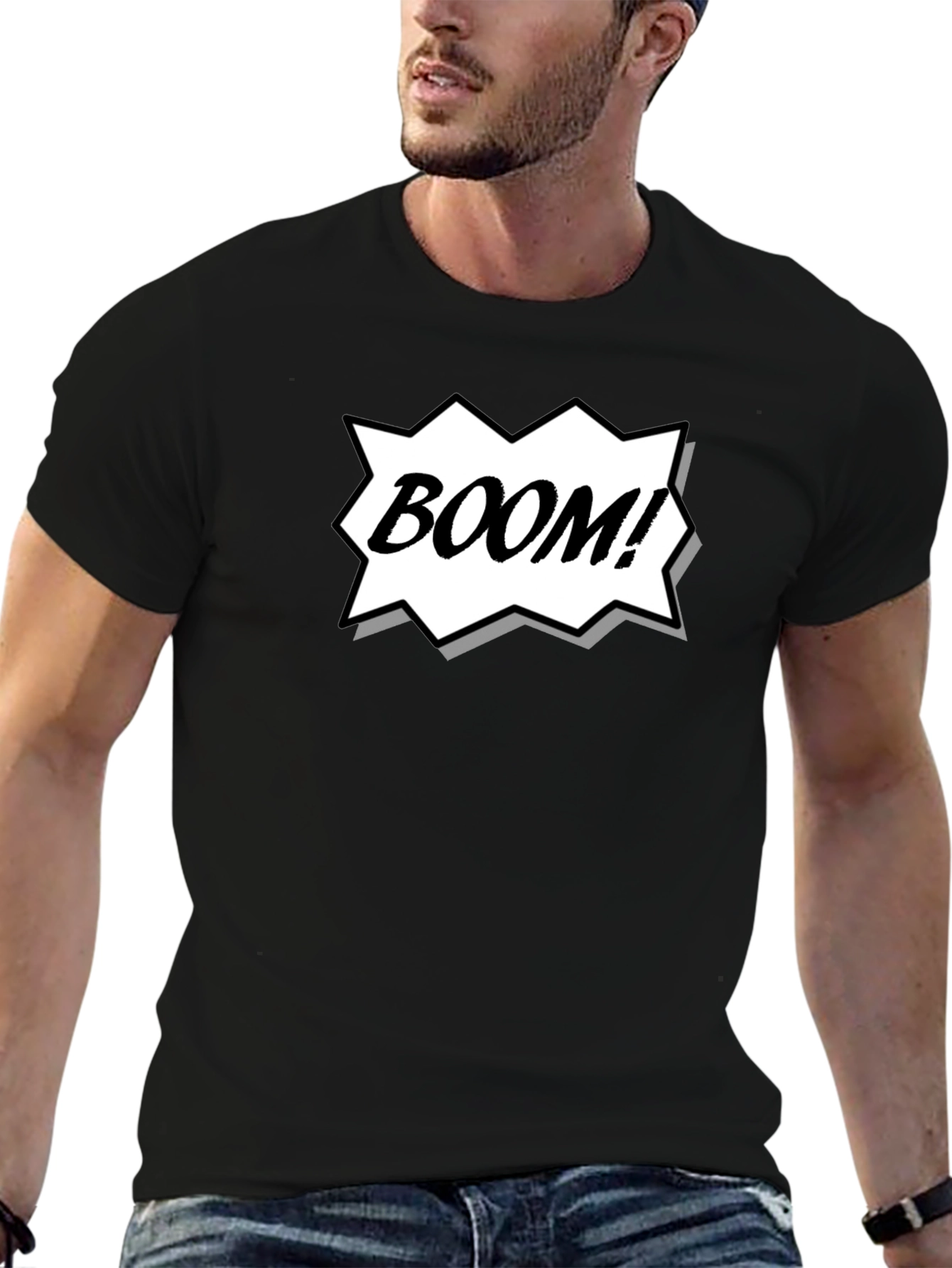Camiseta Negra Estilo Cómic ¡BOOM!