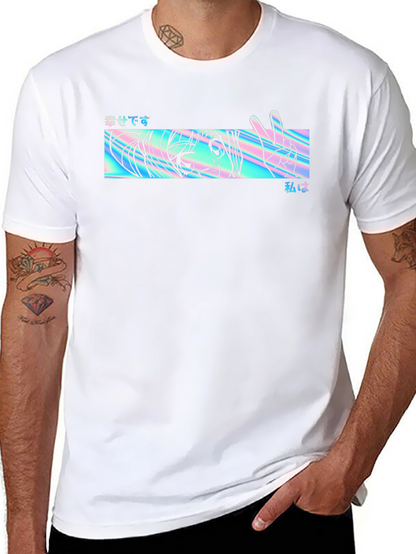 Camiseta Negra con Diseño Anime Holográfico