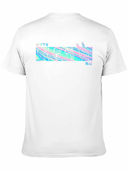 Camiseta Negra con Diseño Anime Holográfico