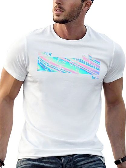 Camiseta Negra con Diseño Anime Holográfico