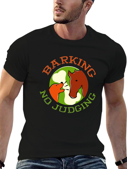 Camiseta Negra Divertida: Perro y Caballo