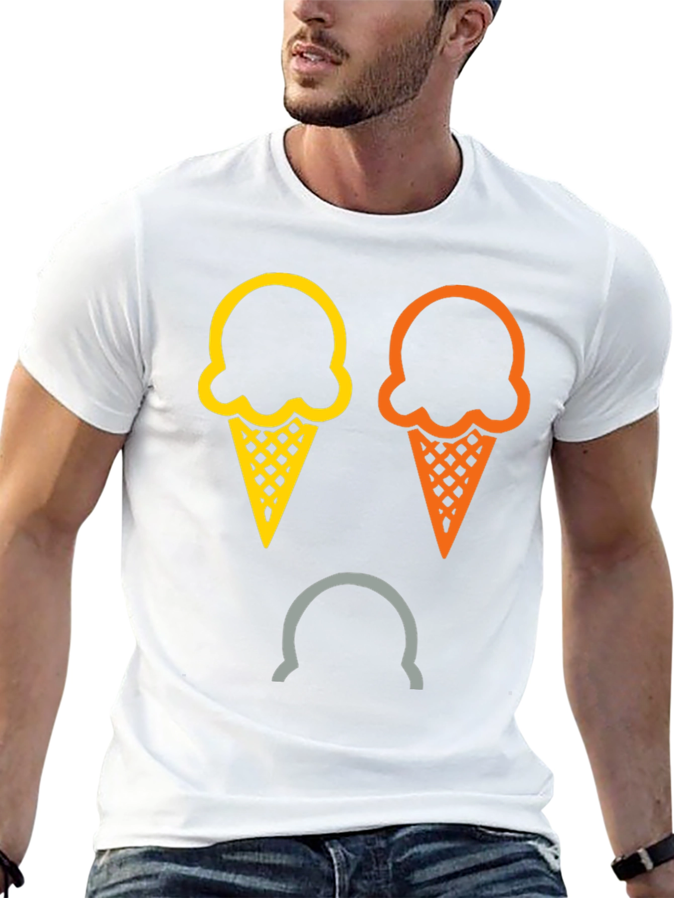 Camiseta Negra con Diseño de Helados Tristes