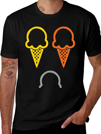 Camiseta Negra con Diseño de Helados Tristes