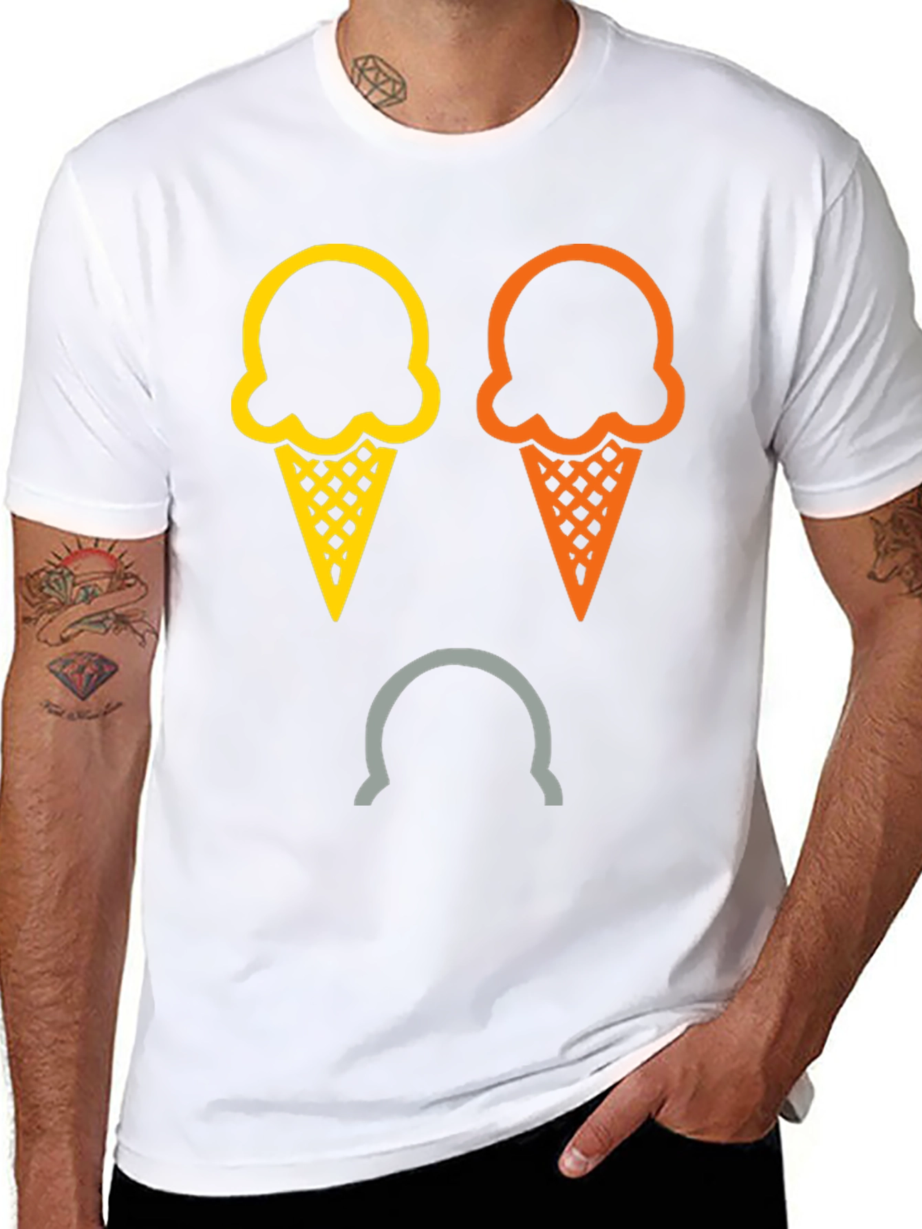 Camiseta Negra con Diseño de Helados Tristes