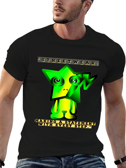 Camiseta Negra con Diseño Gráfico Abstracto