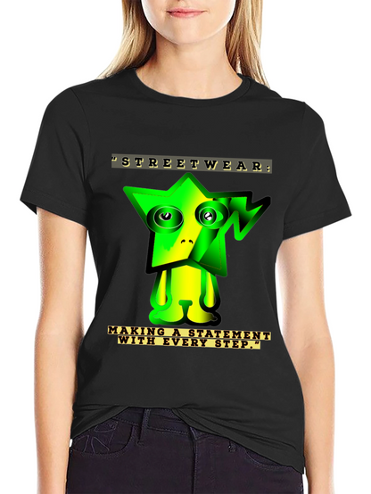 Camiseta Negra con Diseño Gráfico Abstracto