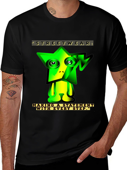 Camiseta Negra con Diseño Gráfico Abstracto