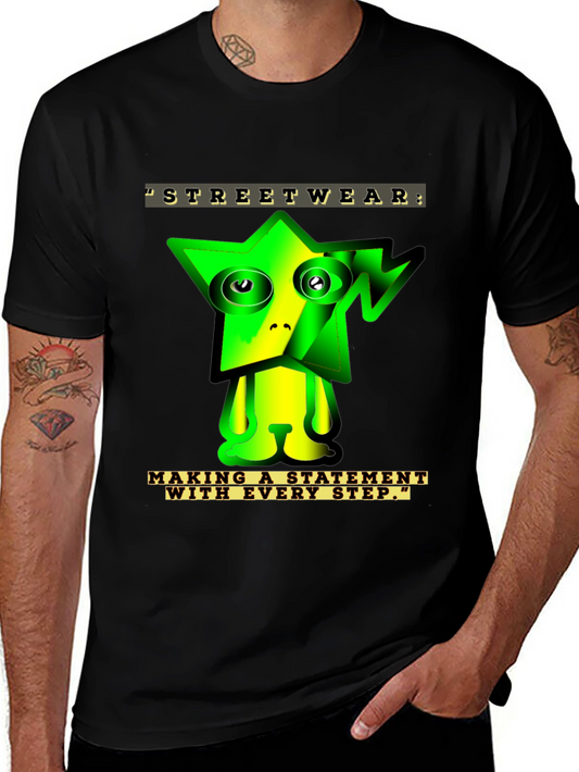 Camiseta Negra con Diseño Gráfico Abstracto