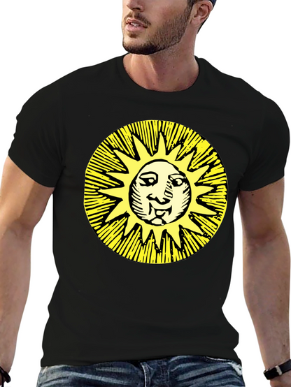 Camiseta Negra con Sol Amarillo Estampado
