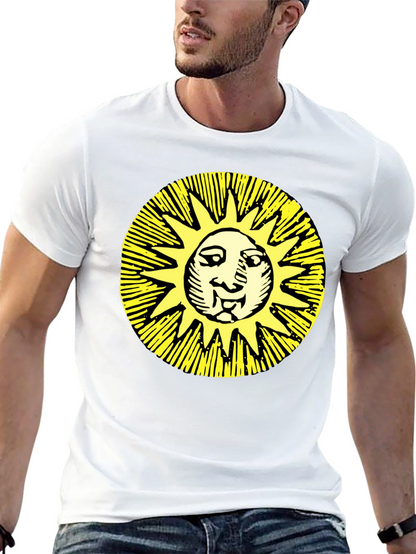 Camiseta Negra con Sol Amarillo Estampado