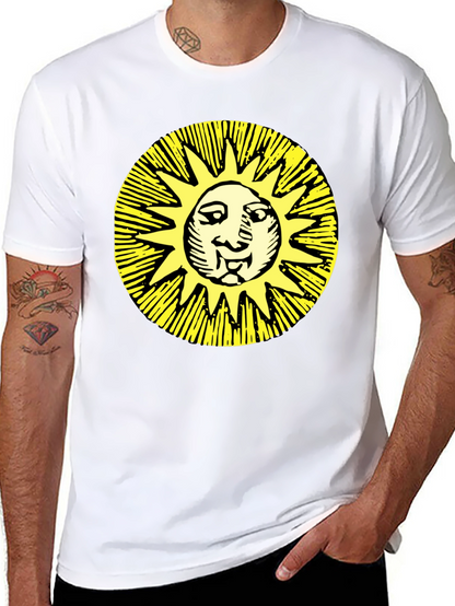 Camiseta Negra con Sol Amarillo Estampado