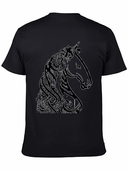 Camiseta Negra con Diseño de Caballo Abstracto