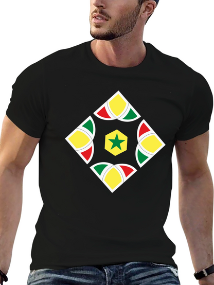 Camiseta Negra con Diseño Senegalés