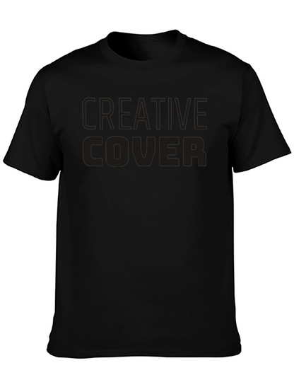 Camiseta Negra Creative Cover Algodón Cómoda Casual