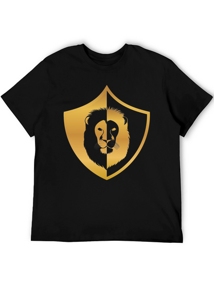 Camiseta Negra con Diseño de León Dorado