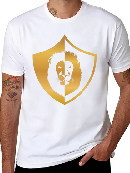 Camiseta Negra con Diseño de León Dorado