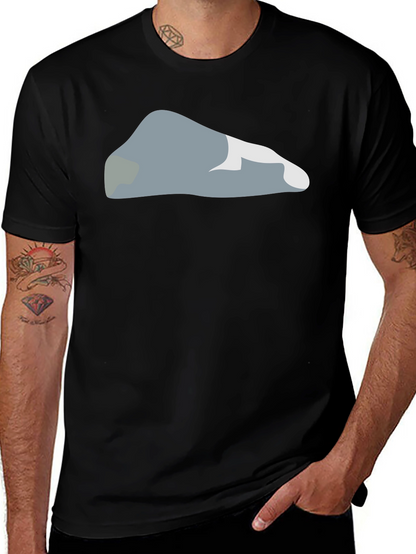 Camiseta Negra con Diseño Abstracto de Roca