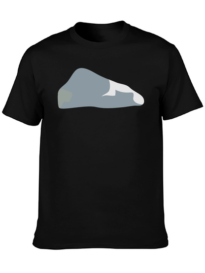 Camiseta Negra con Diseño Abstracto de Roca