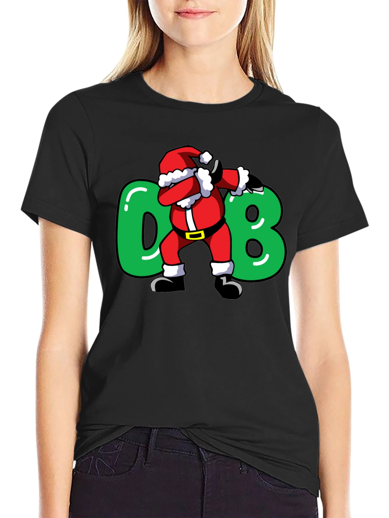 Camiseta Negra Navideña Santa Dab