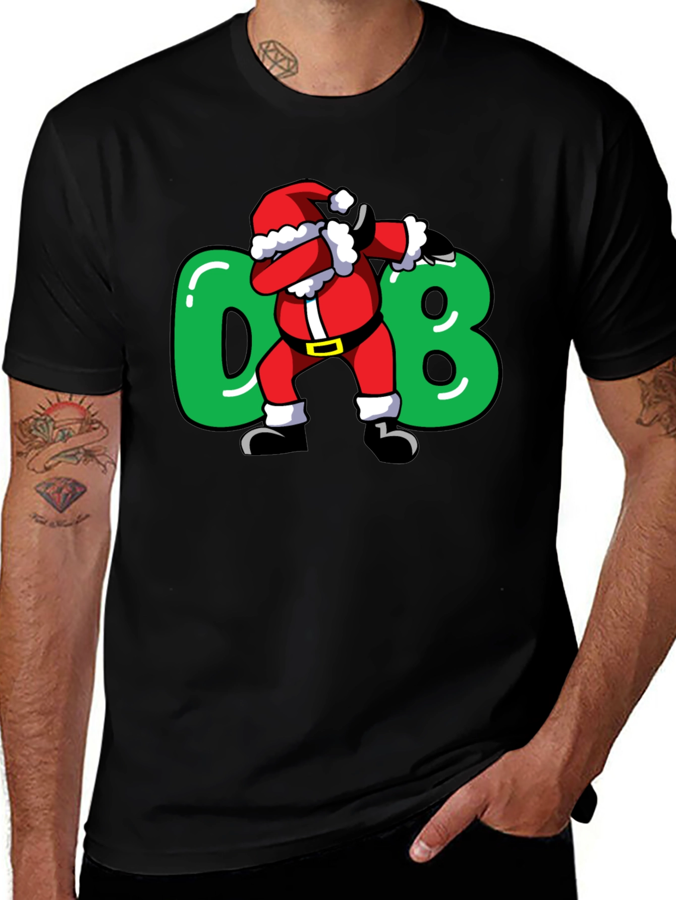 Camiseta Negra Navideña Santa Dab