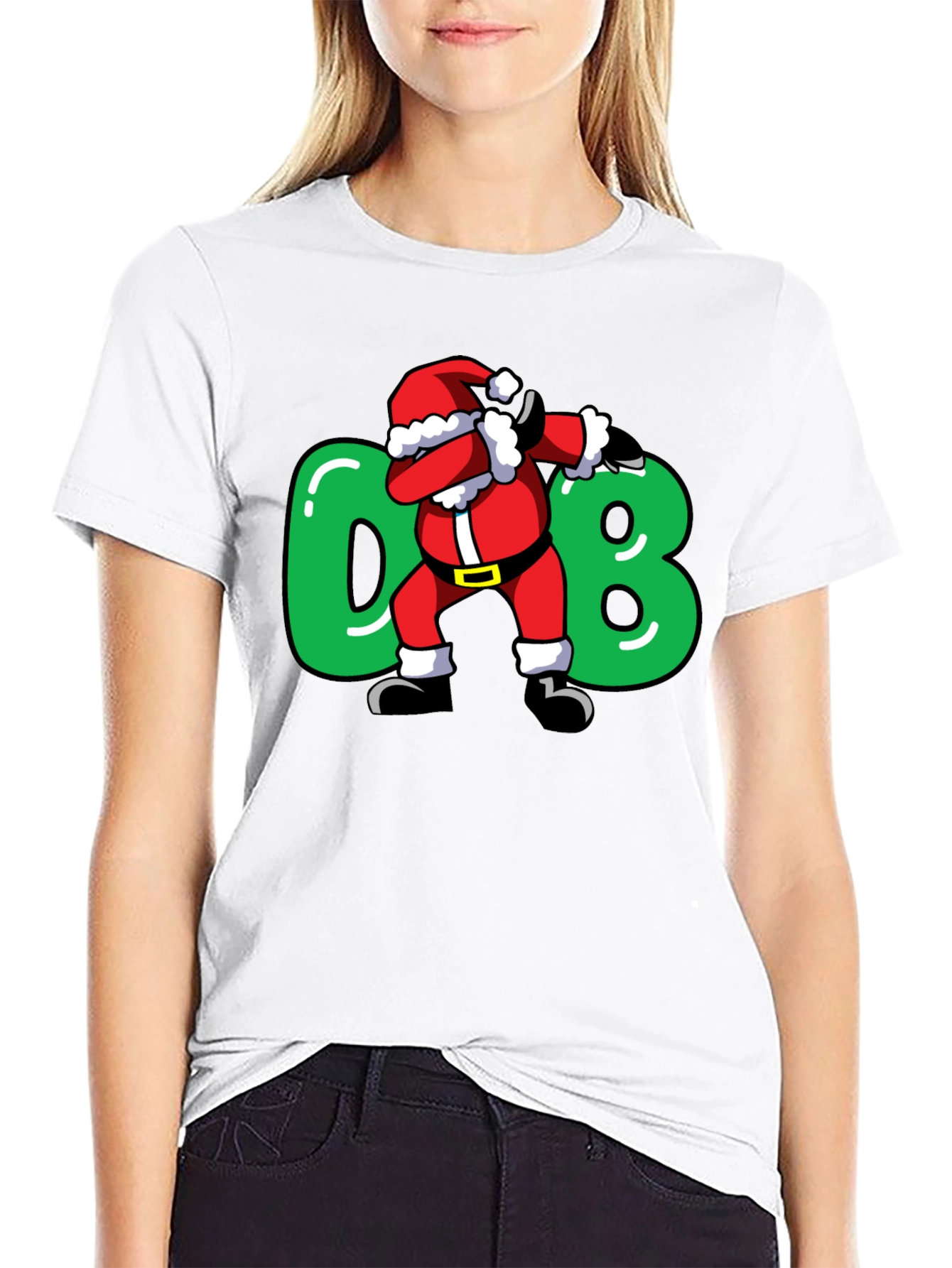 Camiseta Negra Navideña Santa Dab