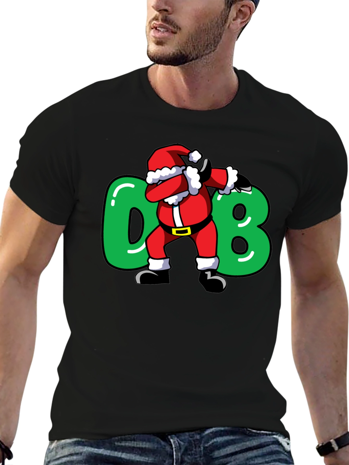 Camiseta Negra Navideña Santa Dab