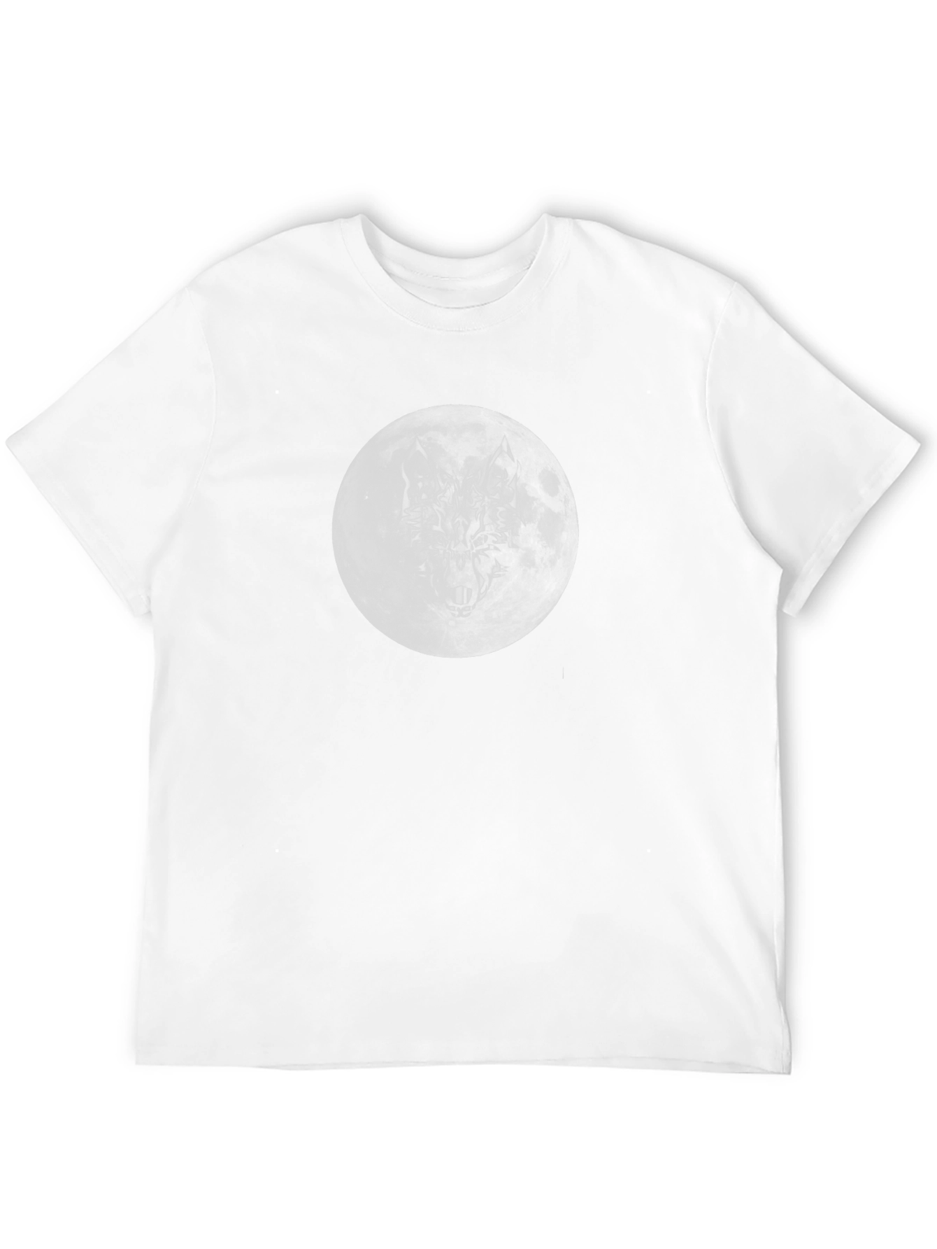 Camiseta Negra Luna Lobo Hombre Estilo Casual
