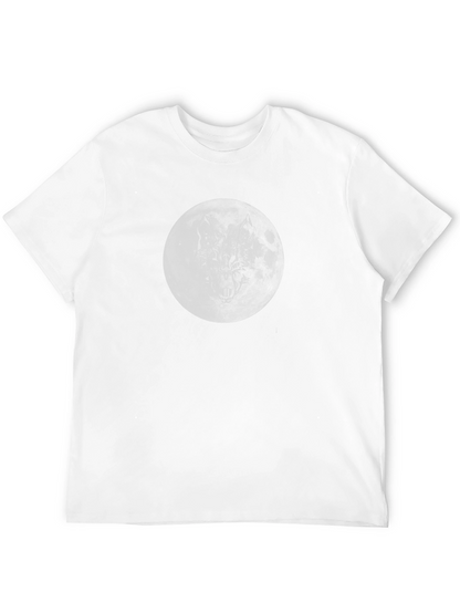 Camiseta Negra Luna Lobo Hombre Estilo Casual