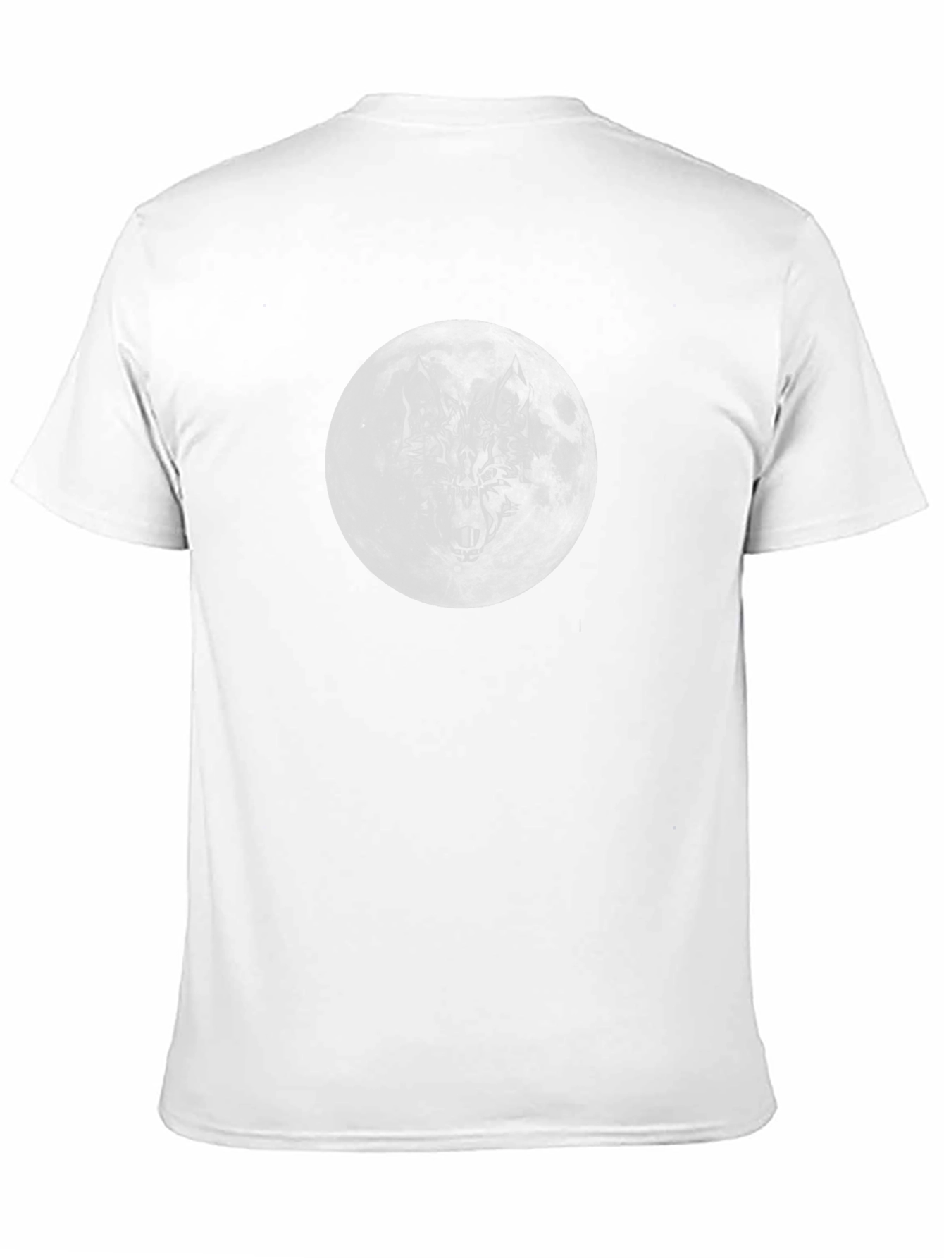 Camiseta Negra Luna Lobo Hombre Estilo Casual