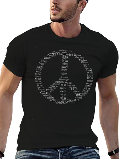 Camiseta Negra Peace Sign Idiomas