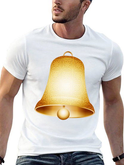Camiseta Negra con Diseño de Campana Dorada