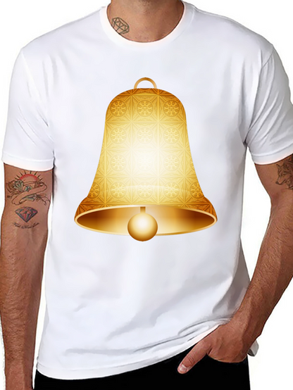 Camiseta Negra con Diseño de Campana Dorada