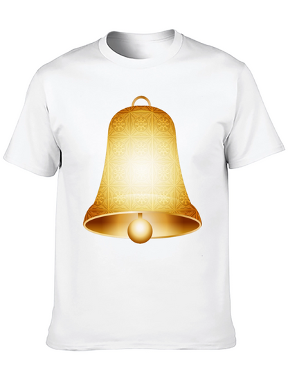 Camiseta Negra con Diseño de Campana Dorada