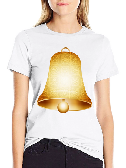 Camiseta Negra con Diseño de Campana Dorada