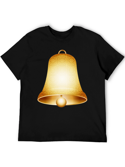 Camiseta Negra con Diseño de Campana Dorada