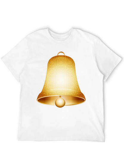 Camiseta Negra con Diseño de Campana Dorada