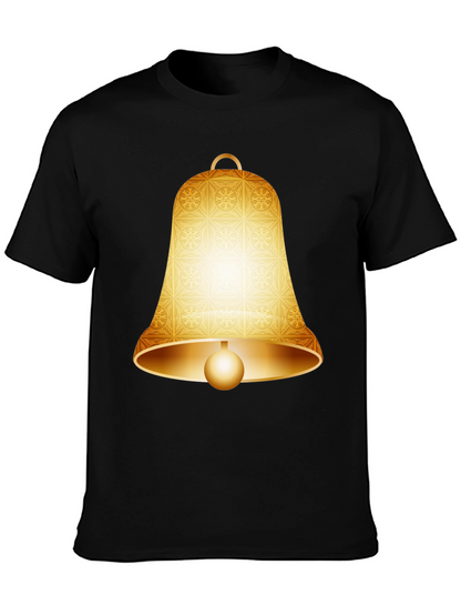 Camiseta Negra con Diseño de Campana Dorada