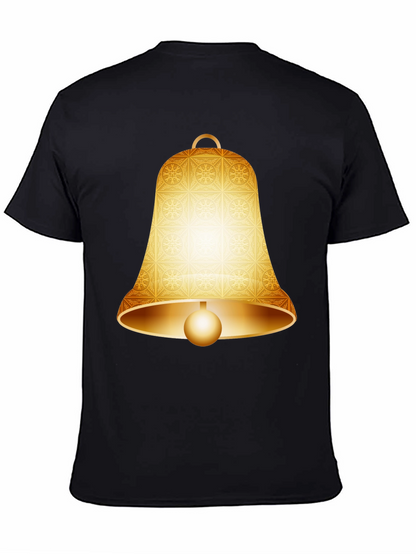 Camiseta Negra con Diseño de Campana Dorada