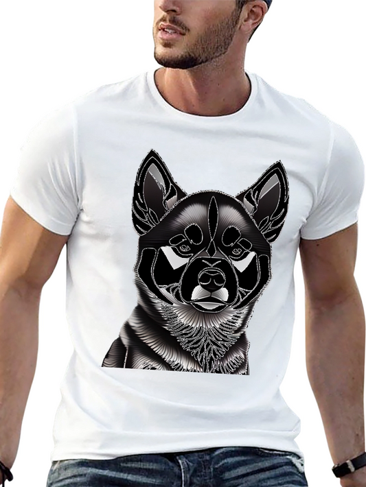 Camiseta Negra con Diseño de Perro Shiba
