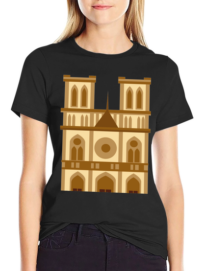 Camiseta Negra con Diseño de Catedral