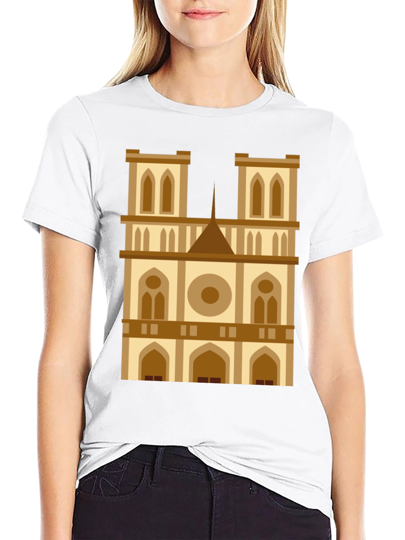 Camiseta Negra con Diseño de Catedral